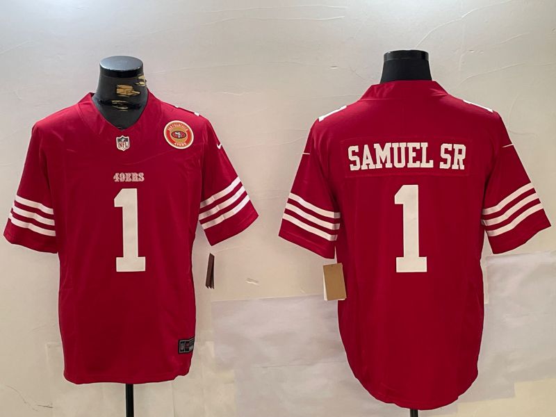 Men San Francisco 49ers #1 Samuel sr Red Three generations 2024 Nike Vapor Limited NFL Jersey style 4